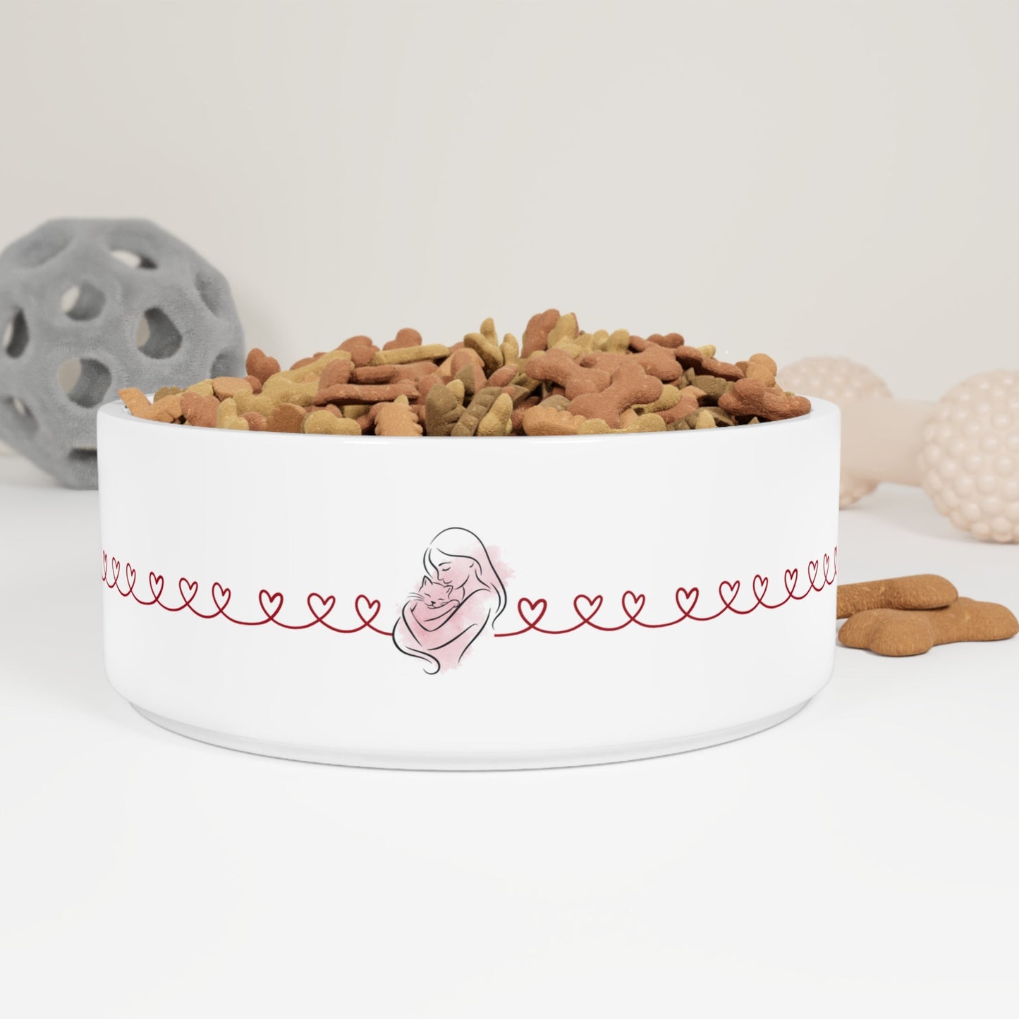 Cuenco de Cerámica Love Line para Gatos - Diseño Elegante de Amor para Gatos