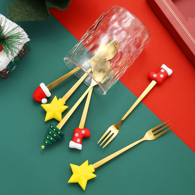 Christmas gift tableware stainless steel coffee spoon dessert spoon fork set - Korvel