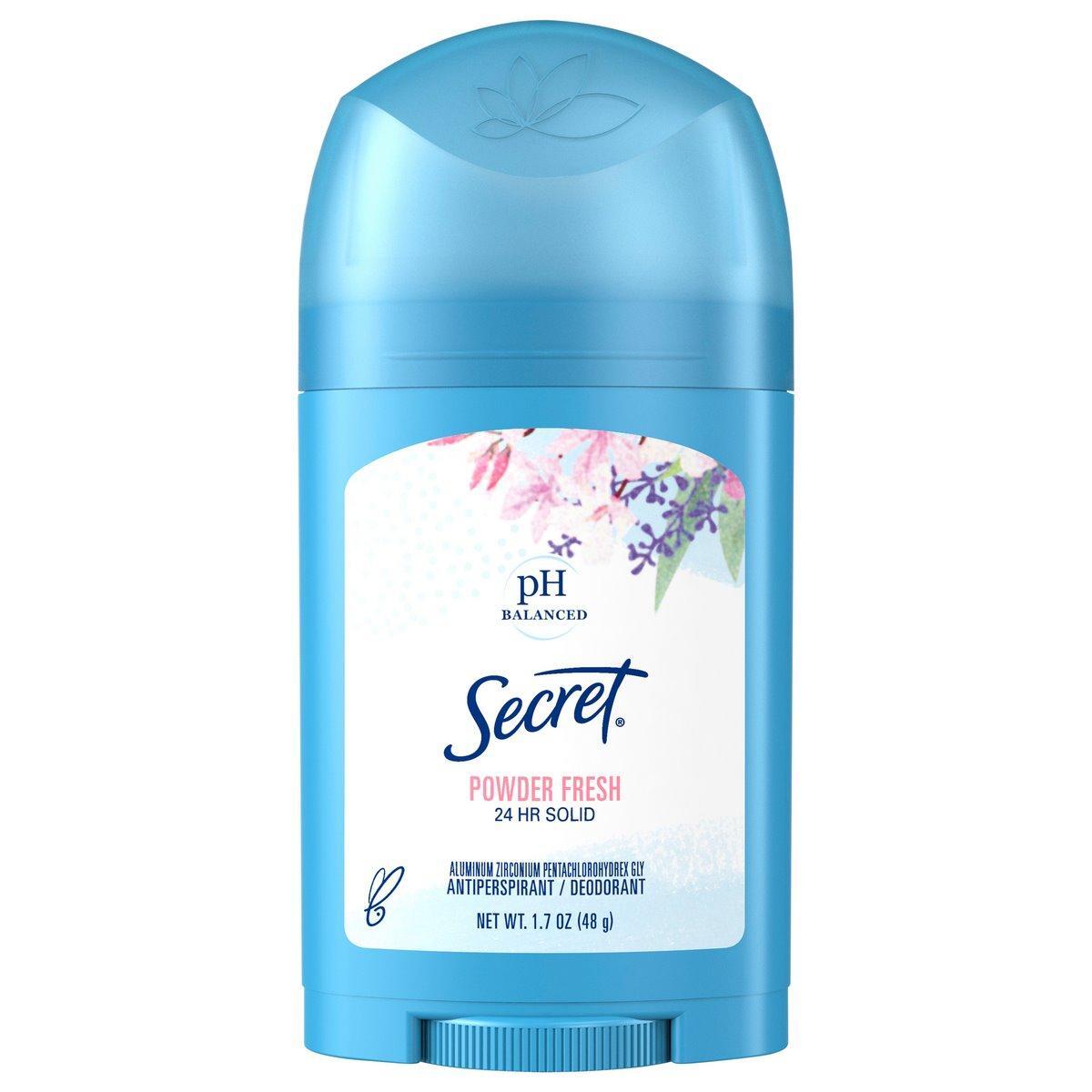 Desodorante y Antitranspirante Secret Wide Solid, Fresh en Polvo, 1.7 oz