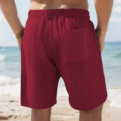 Men's Striped Jogger Shorts with Multi-Bag Design