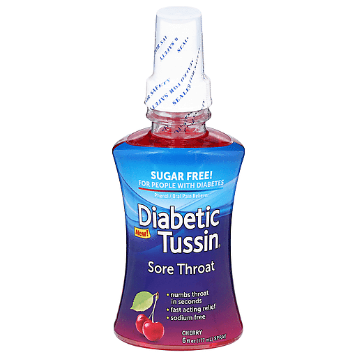 Spray para la garganta Diabetic Tussin sin azúcar sabor cereza 6 Fl Oz