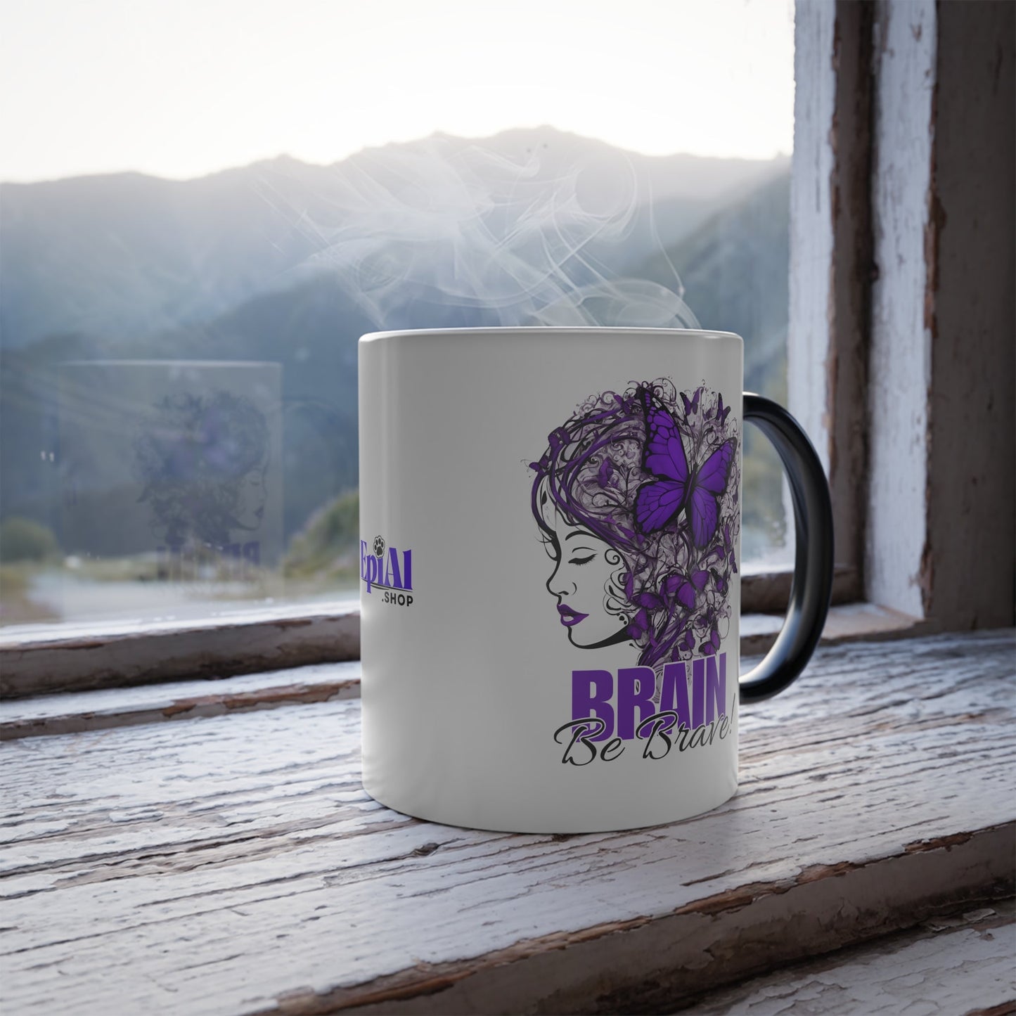 Mug color morphing Beautiful Brain Be Brave, 11oz