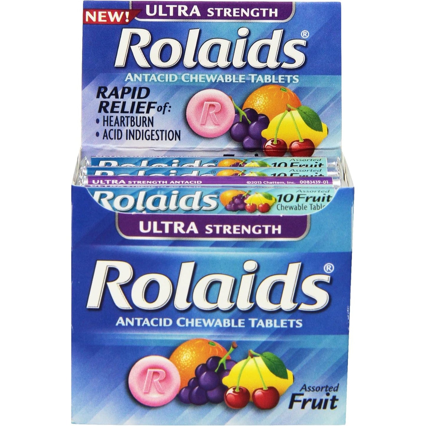 Tabletas masticables de antiácido Rolaids Ultra Strength de frutas surtidas