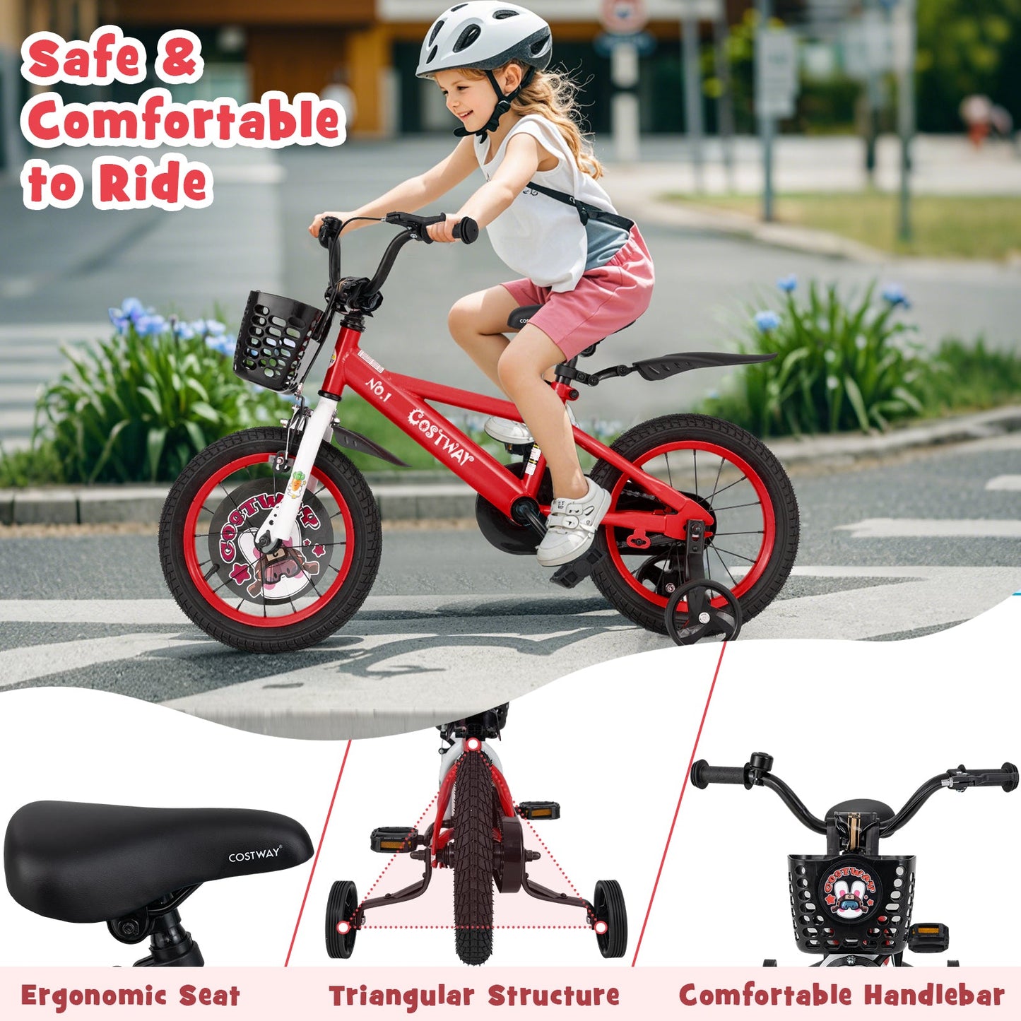 14-Inch Kids Bike with Adjustable Features and Storage Basket