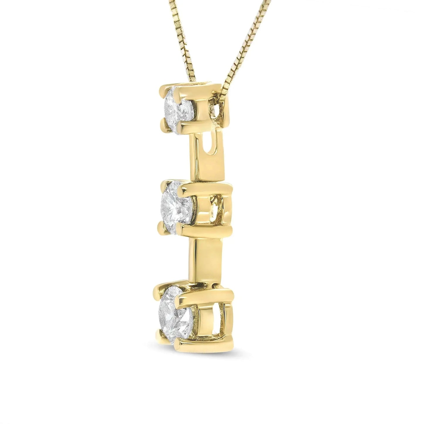 Collier pendentif en or 14K avec trois diamants ronds