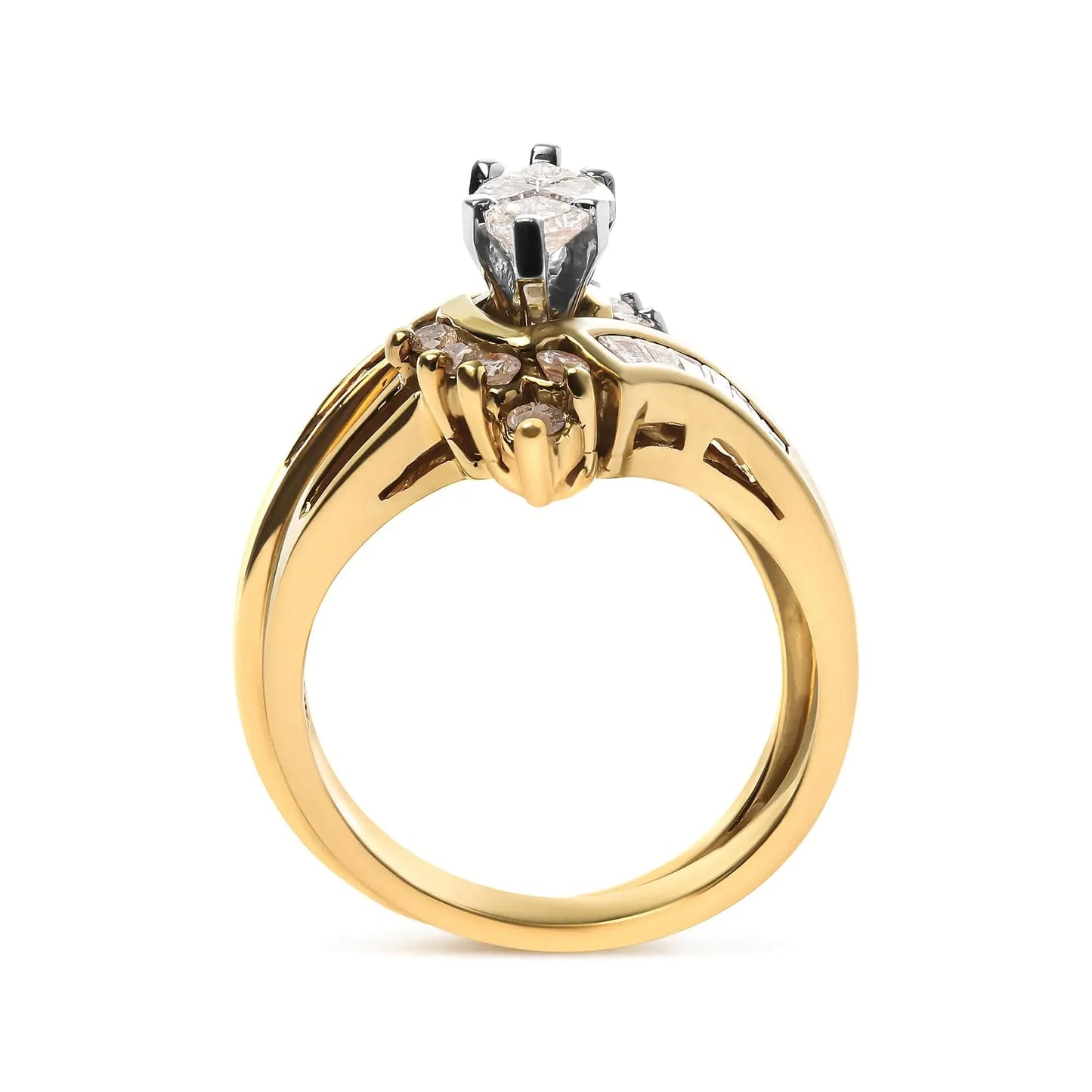 Conjunto de Anillo de Compromiso de Diamante de Dos Tonos de 14K - 0.75 Cttw