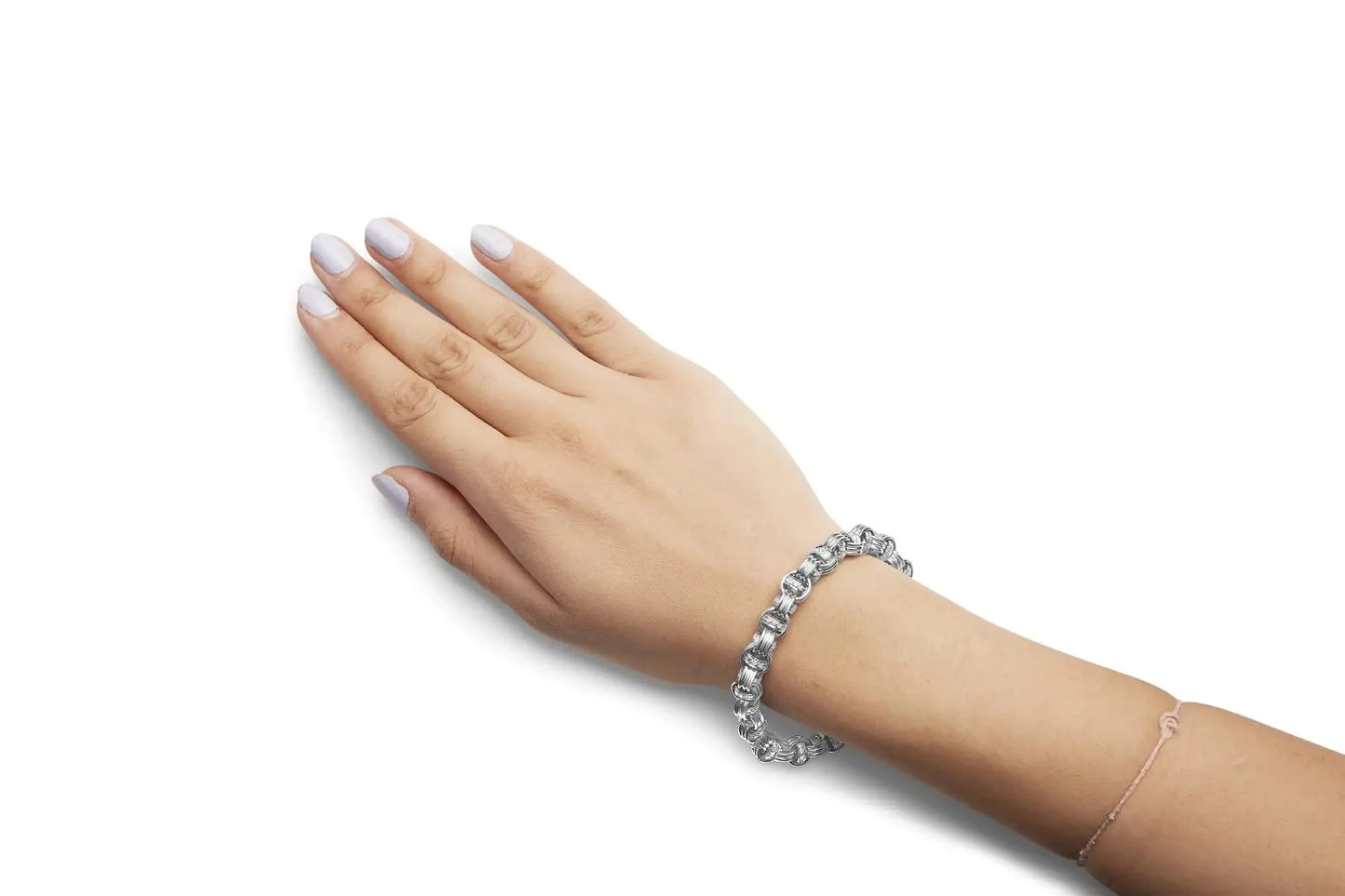 Bracelet en or blanc 14K avec diamants en nœud byzantin - 7 pouces