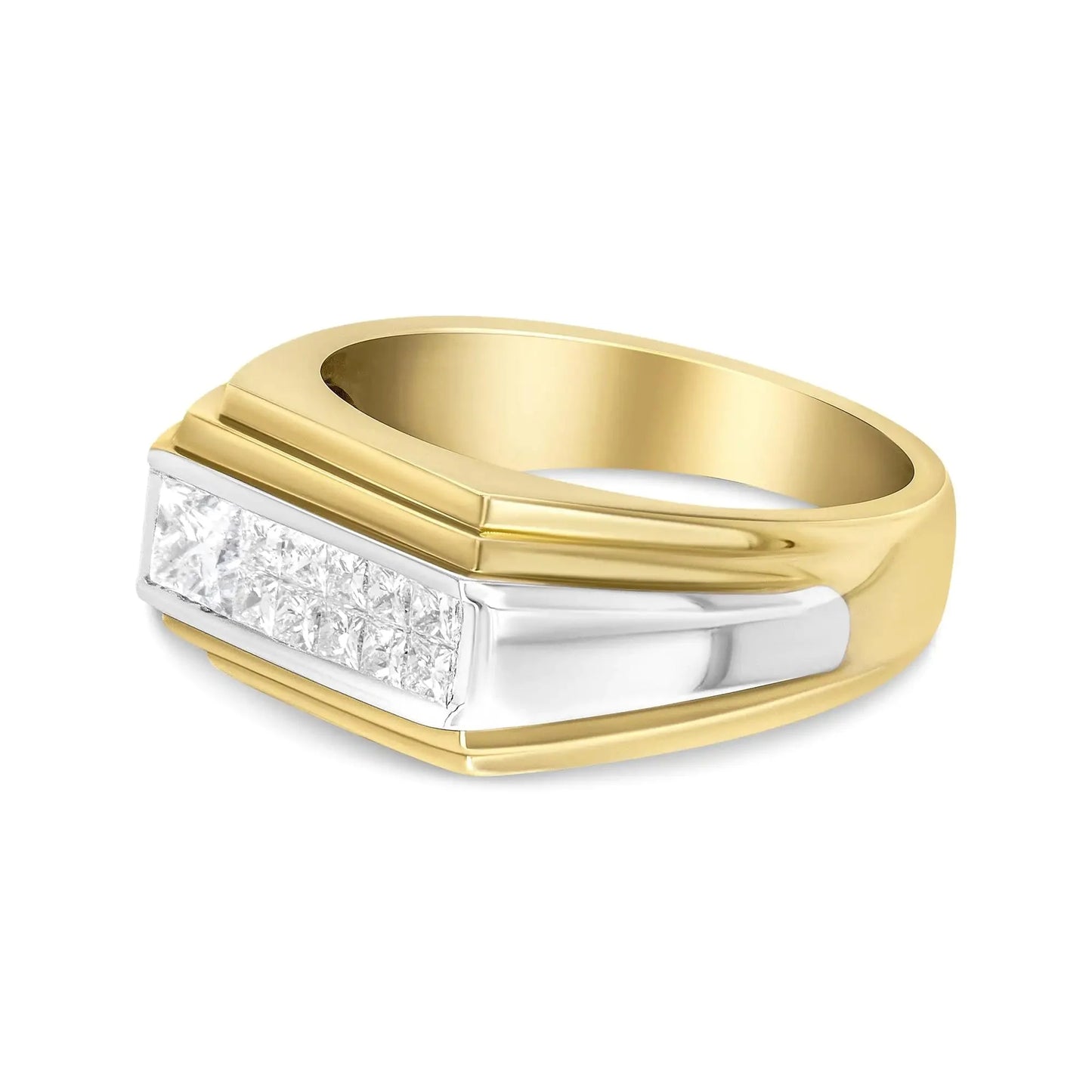 14K Yellow and White Gold 1.00 Cttw Diamond Gent's Band - Size 10