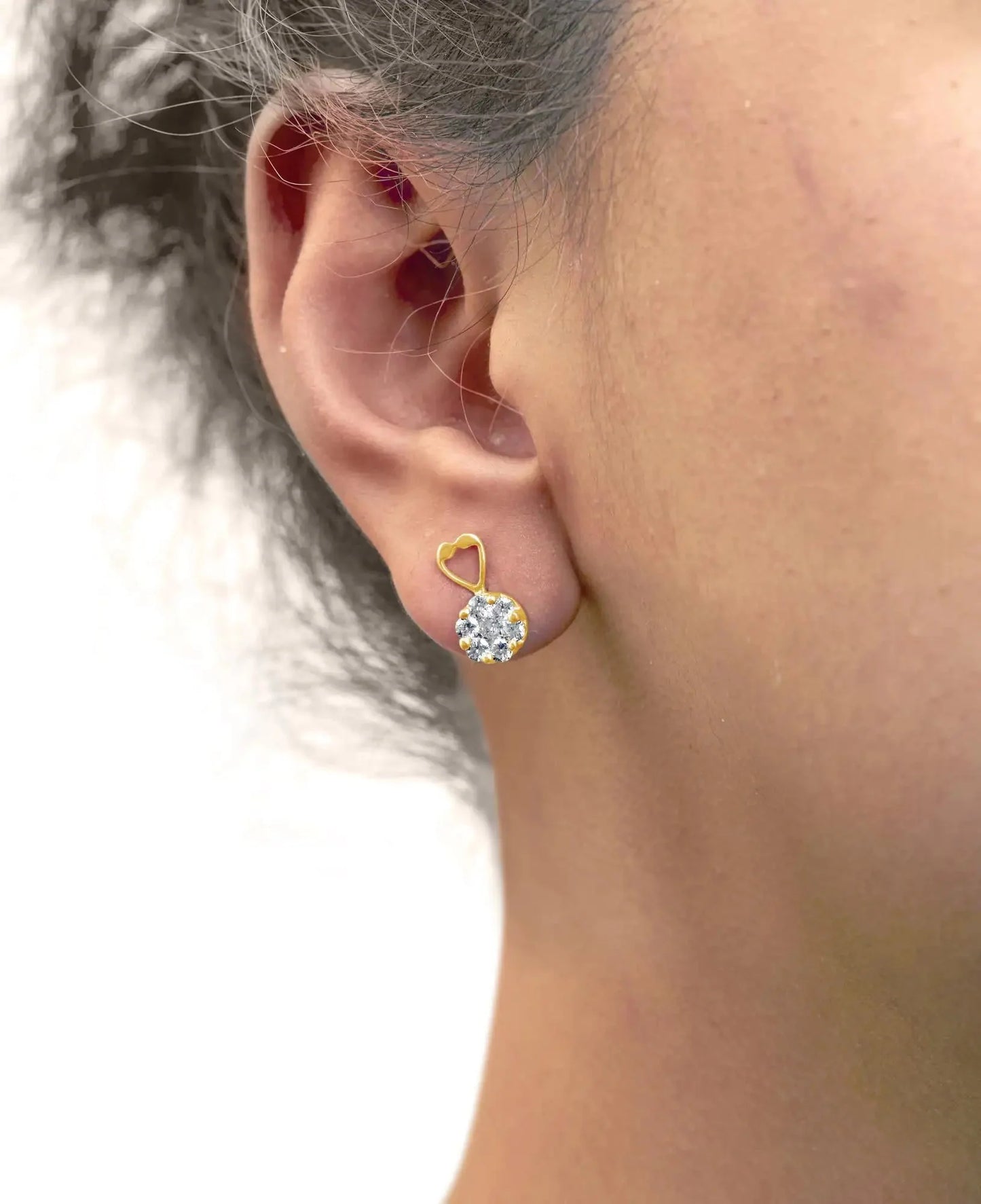 Pendientes de Diamantes Cortados en Redondo de Oro Amarillo de 14K