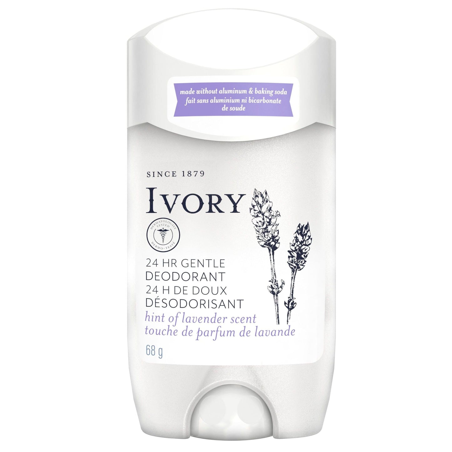 Desodorante Libre de Aluminio Ivory con Lavanda, 2.4 oz