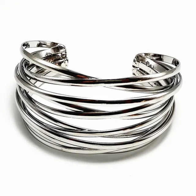 Fashion Alloy Round Chain Charms Cuff Bracelet For Women Female Gold&Silver Color Bracelets Jewelry - Korvel