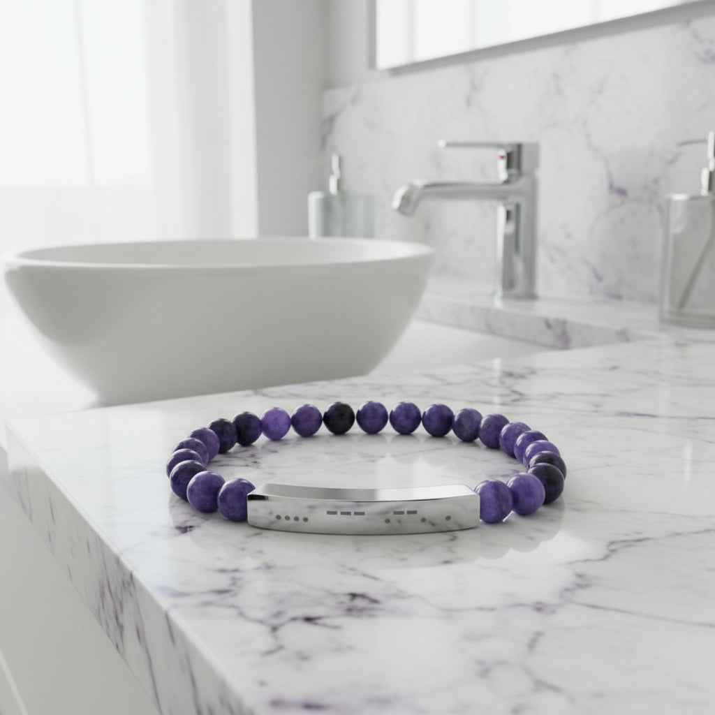 Purple Sodalite “HOPE” Morse Code Bracelet