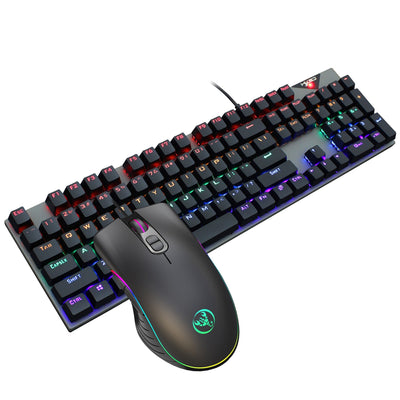 Suspended keycaps with real mechanical feel illuminated RGB keyboard and mouse game 104 keyboard and mouse wired set - Korvel