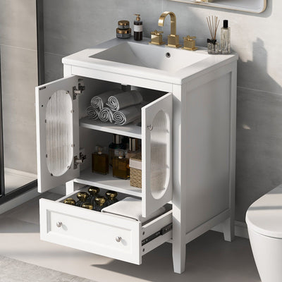 Meuble de salle de bain blanc de 24" avec lavabo et rangement