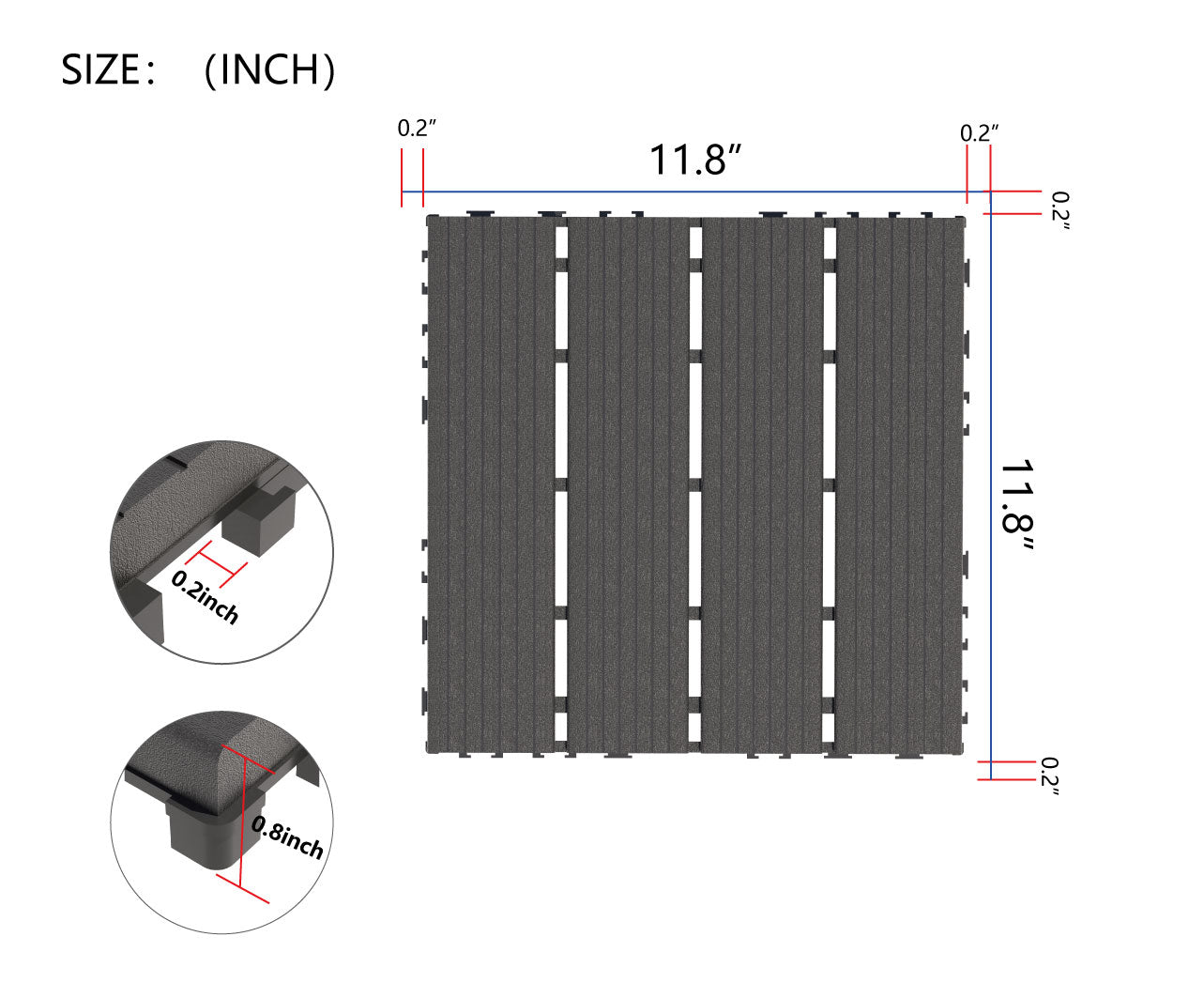 Premium Plastic Interlocking Deck Tiles - 44 Pack