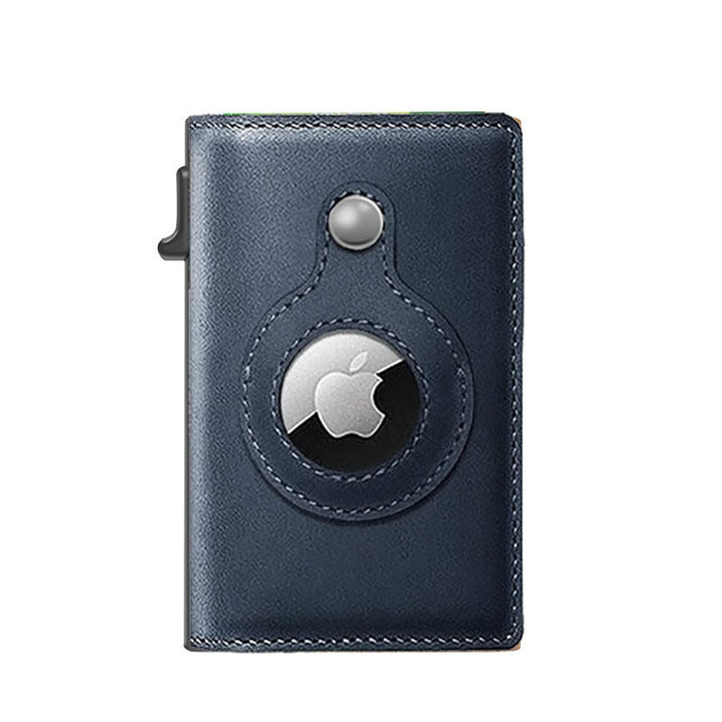 Premium Leather Bi-Fold Card Case with Air Tag Sleeve