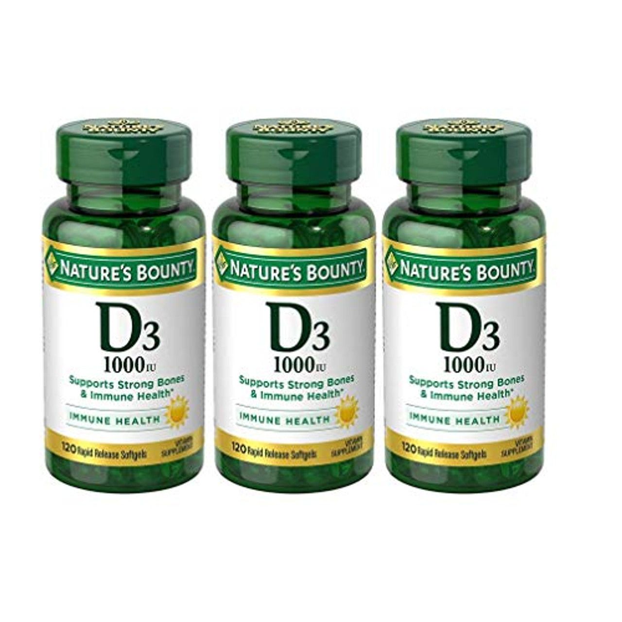 Nature's Bounty Vitamina D3, 25 Mcg, Cápsulas Blandas de Liberación Rápida