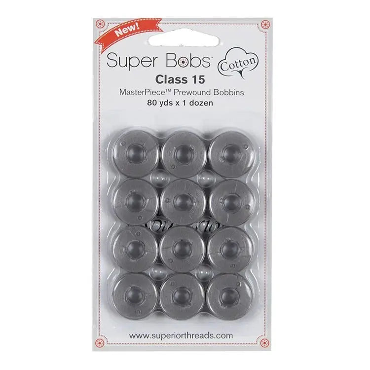 Bobines préenroulées en coton Super Bobs #155 Graystone - Pack de 12
