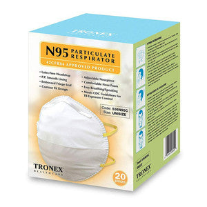 Masque respiratoire N95 Tronex - Approuvé par la NIOSH (Paquet de 20)