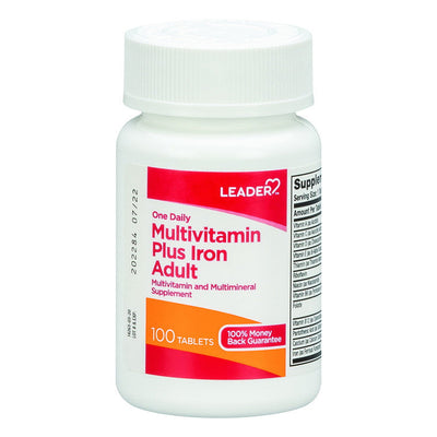 Leader One Daily Adult Multivitamin Plus Fer - 100 Comprimés