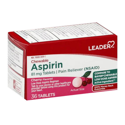Perrigo Leader Chewable Aspirin 81 Mg - Cherry Flavor