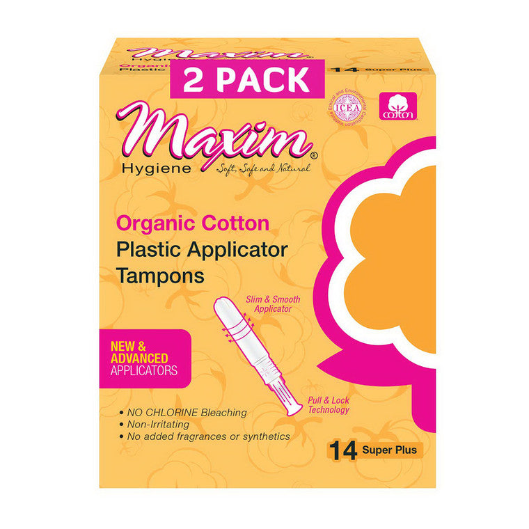 Maxim Organic Cotton Tampons with Plastic Applicator - 14 Count