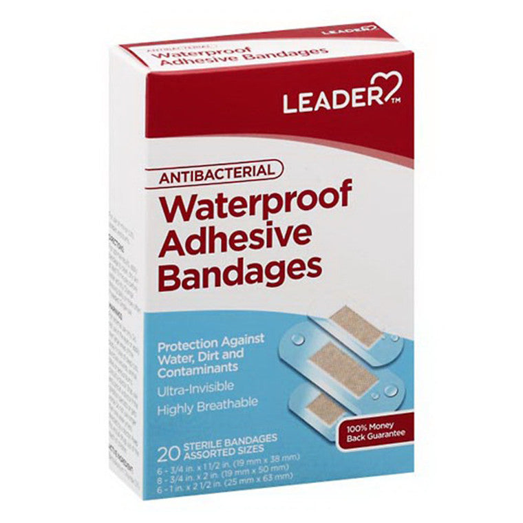 Leader™ Vendajes Impermeables Antibacterianos – Paquete de 20