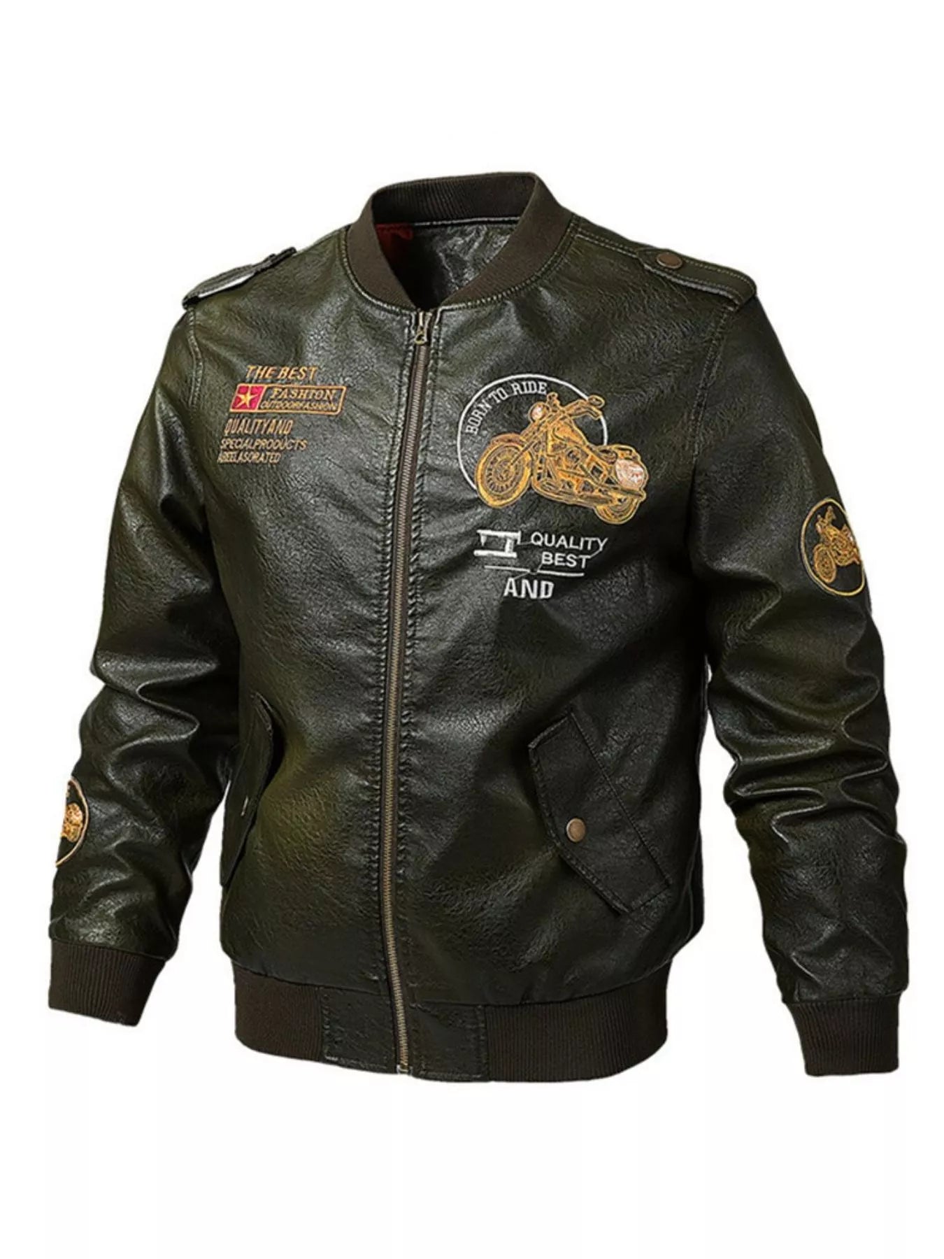 Men's Plus Size Premium Leather Bomber Jacket