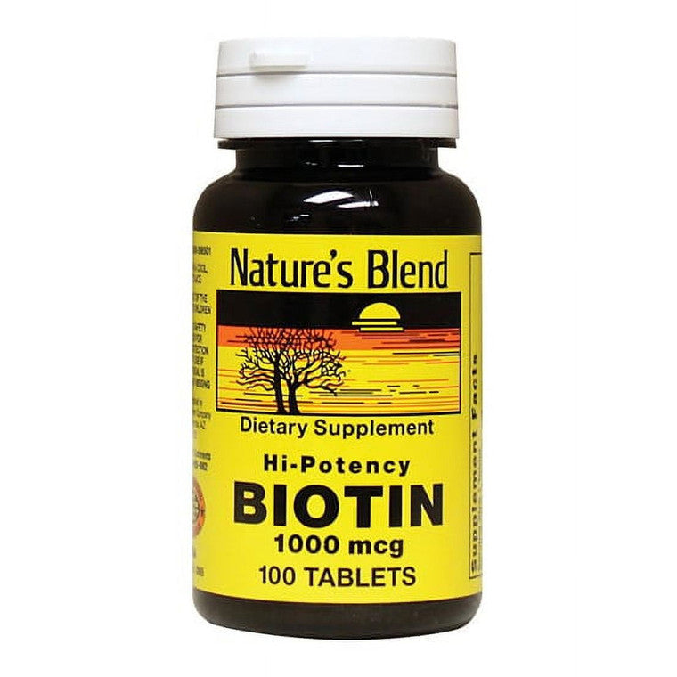 Tabletas de Biotina de Alta Potencia de Nature's Blend 1000 Mcg