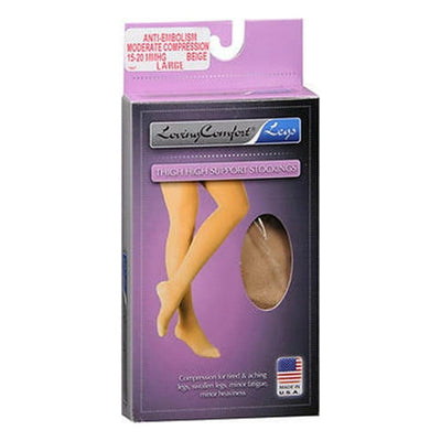 Loving Comfort Thigh High Anti-Embolism Stockings - Beige, Large