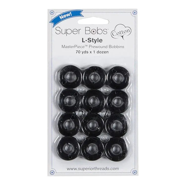 Bobinas de algodón Super Bobs #161 Raven L estilo 12 paquetes