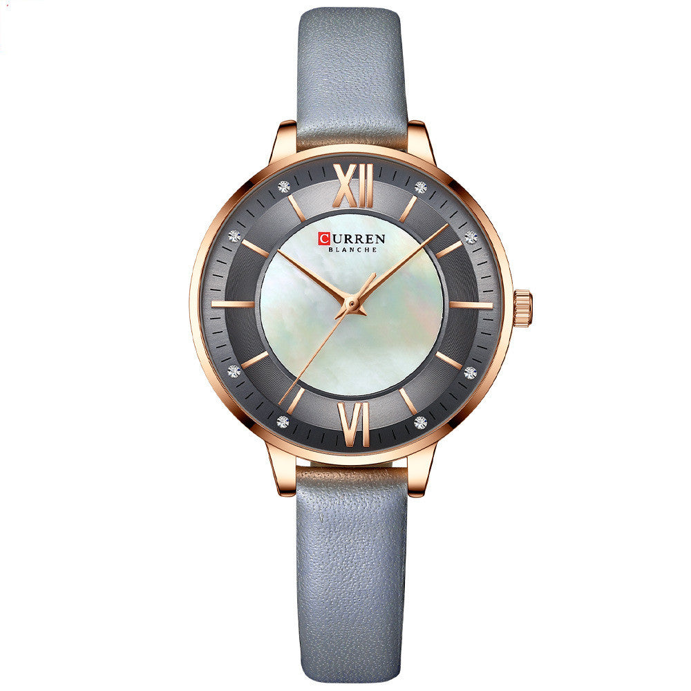 Reloj de Cuarzo Elegante para Damas con Correa de Cuero Genuino