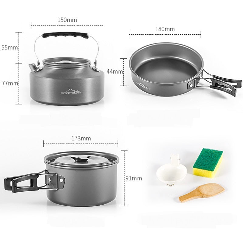 Ensemble de réchaud de camping portable pour aventures en plein air