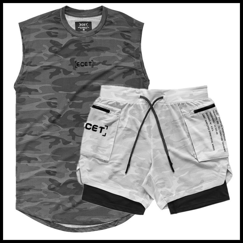 Ensemble de shorts de sport et débardeur à double couche premium
