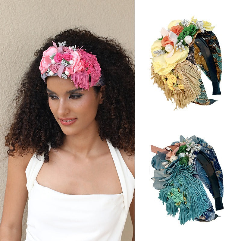 Fashionable and versatile handmade fabric flower headbands - Korvel