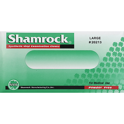 Shamrock Powder Free Clear Vinyl Large Examination Gloves