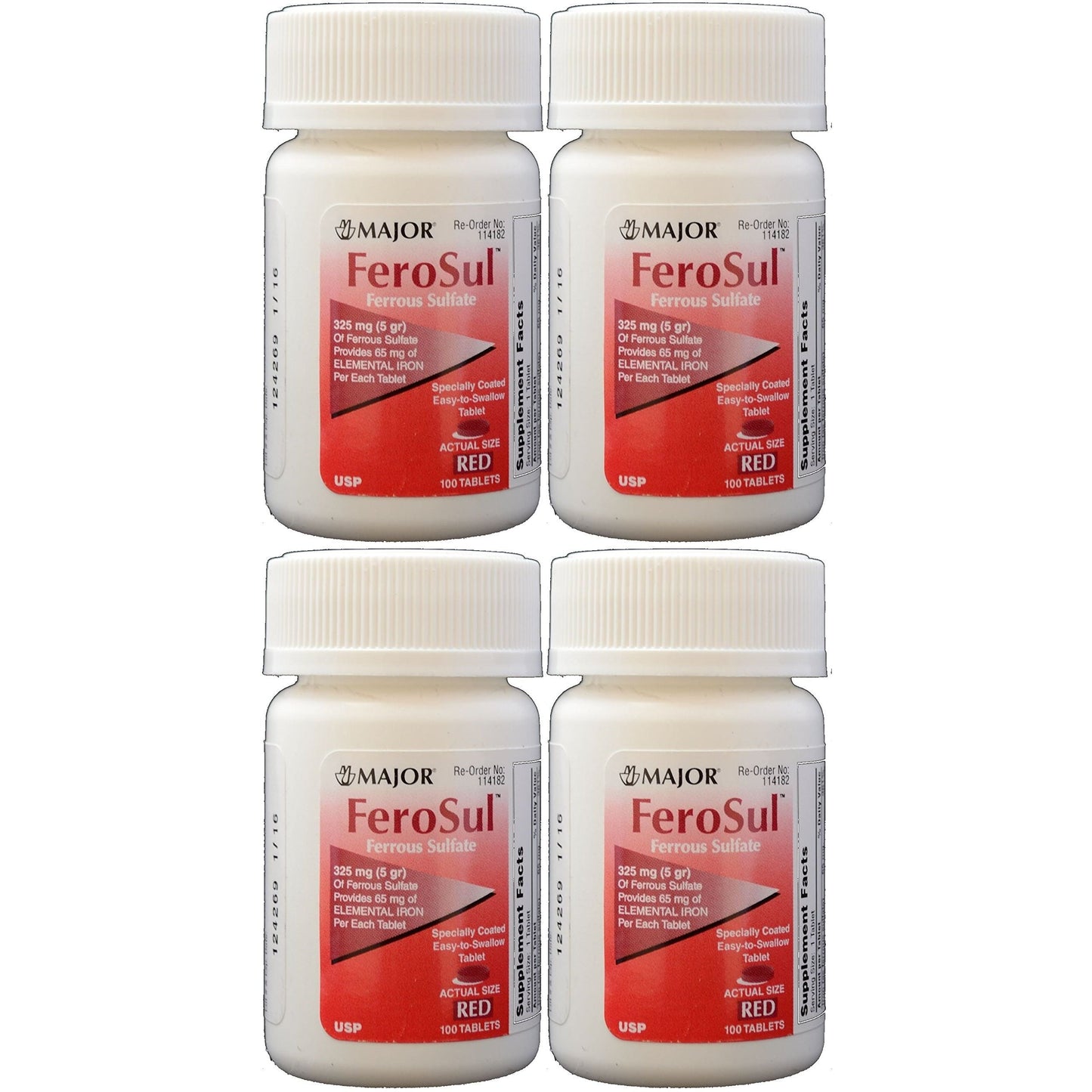 Major FeroSul Ferrous Sulfate 325mg - 100 Comprimés