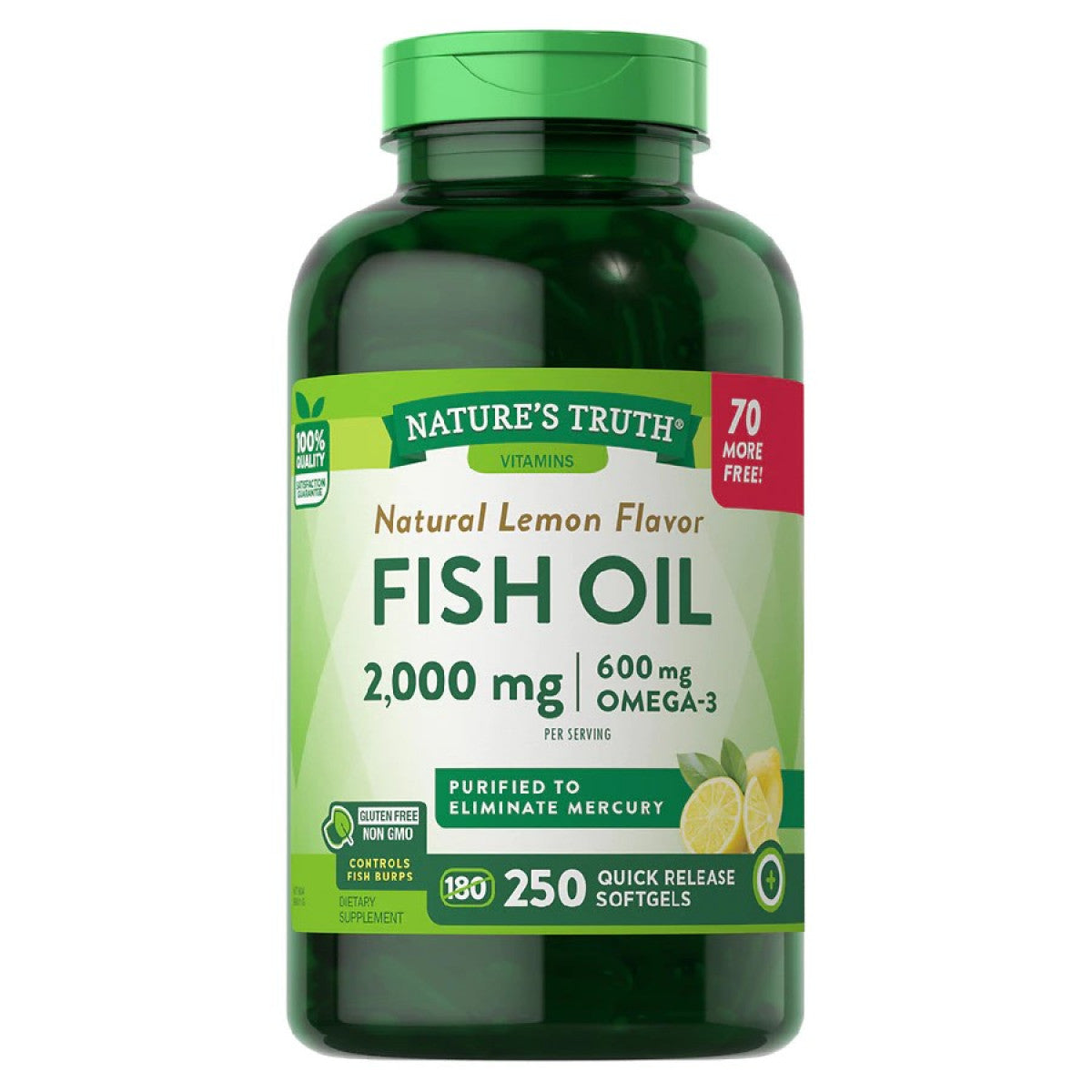 Aceite de Pescado de Nature's Truth 2000 Mg con Sabor Natural a Limón