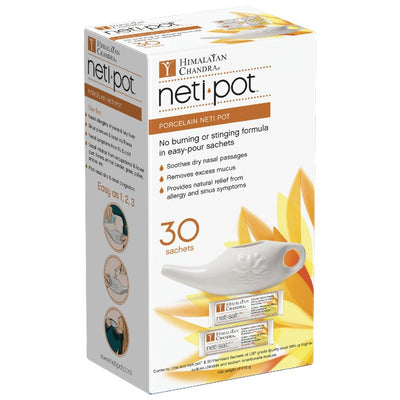 Himalayan Chandra Porcelain Neti Pot with Sachets - 30 Count