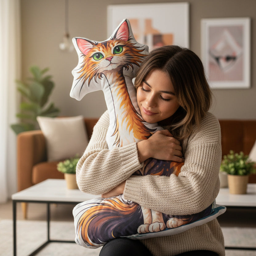 Almohada de Gato Largo - Decoración Acogedora y Opinativa