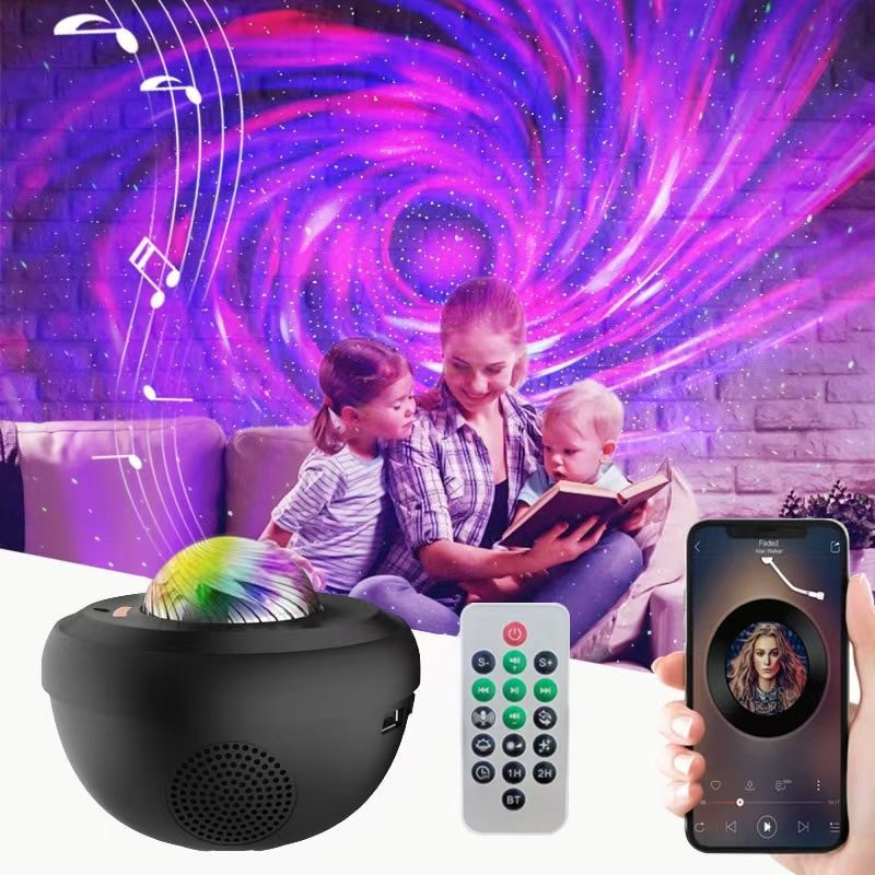 Full Sky Star Laser Sky Projection Light Atmosphere Light Bluetooth Music USB Flame Bowl Water Pattern Light Night Light - Korvel