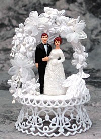 Mini Bride & Groom Wedding Cake Topper - 5"