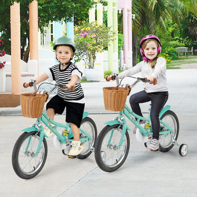 Vélo pour enfants de 16 pouces avec roues d'entraînement et système de freinage double