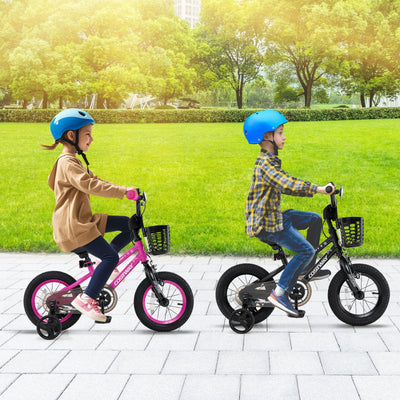 Vélo pour enfants de 16 pouces avec panier et roues d'entraînement