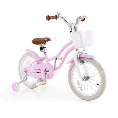 Vélo pour enfants de 16 pouces avec frein avant et roues d'entraînement - Violet