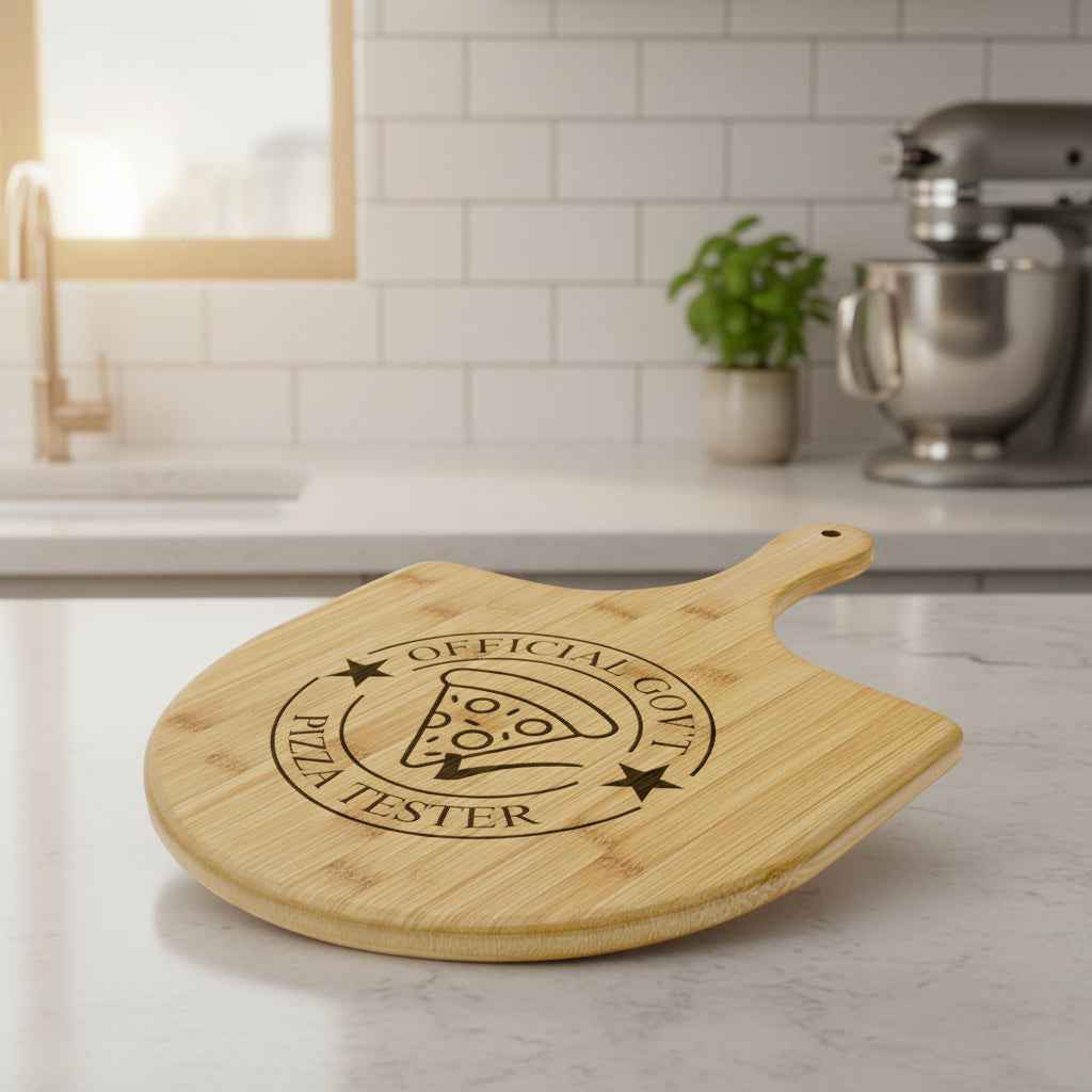 Engraved Bamboo Pizza Board – Official Government Tester