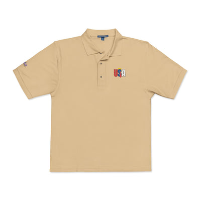 Camisa Polo Unisex Bordada Clásica de EE. UU.