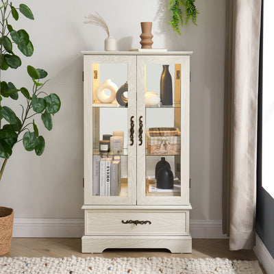 Elegant Lighted Curio Display Cabinet with Adjustable Shelves