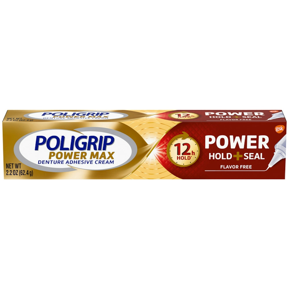 Poligrip Power Hold + Seal Denture Adhesive Cream, 2.2 Oz