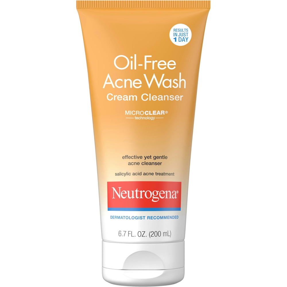 Limpiador Facial Crema Neutrogena Libre de Aceite para el Acné, 6.7 Fl. Oz